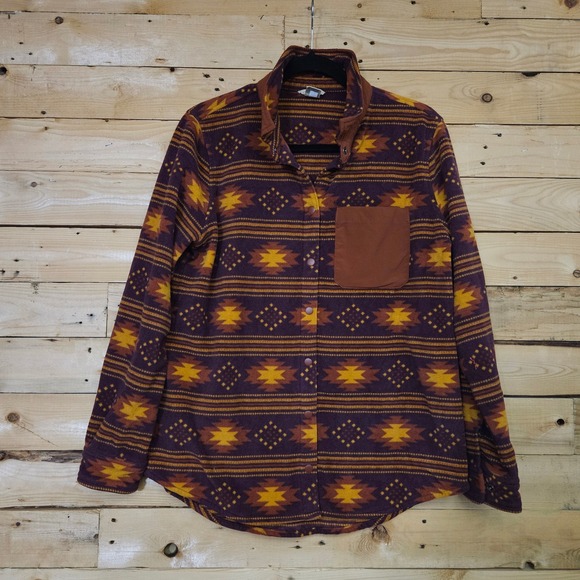 Duluth Trading Co Jackets & Blazers - Duluth Trading Co Womens Fleece Shirt Jacket Southwestern Purple Orange M Aztec